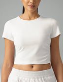 Sorona Ruched Crew Neck Cropped T-Shirts – Slim Fit