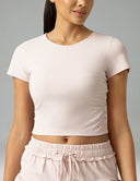 Sorona Ruched Crew Neck Cropped T-Shirts – Slim Fit